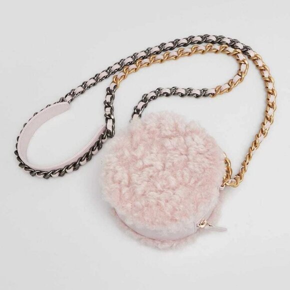 Chanel Pink Shearling Sheepskin Chanel 19 Round Clutch Bag - Picture 3 of 11